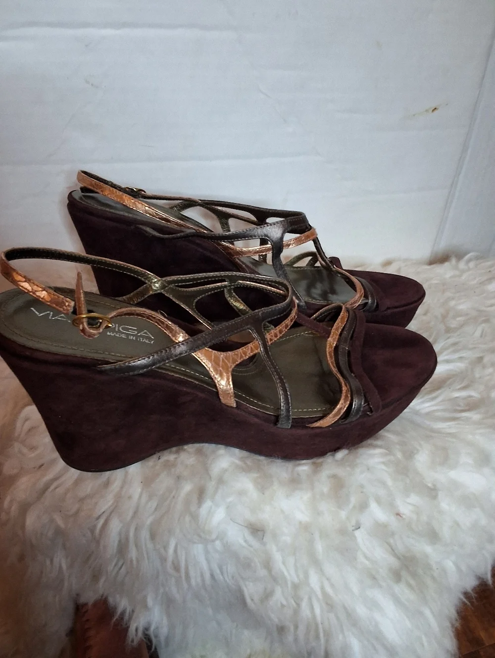 Via Spiga metallic wedge sandals 10‎